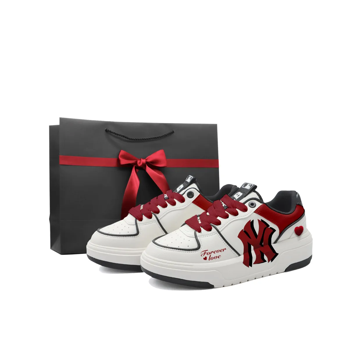 MLB Chunky Liner Slip Resistant Low top Skateboard Shoes Women's White Red
