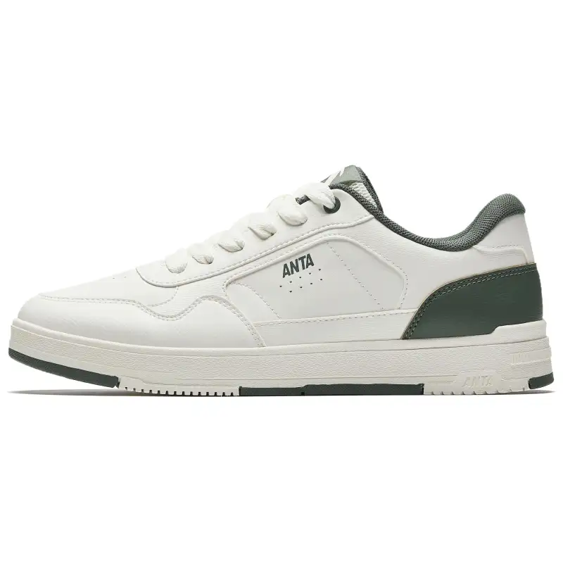 Anta Athleisure Slip Resistant, Abrasion Resistant, Lightweight Low top Skateboard Shoes Men's White Green