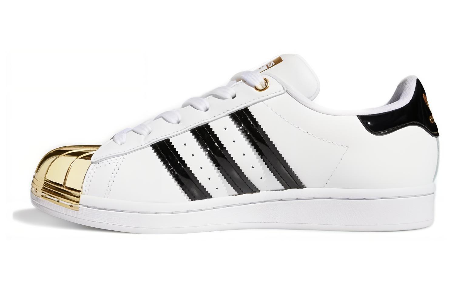 Женские кеды adidas originals Superstar Metal Toe (черно-белые с золотым)