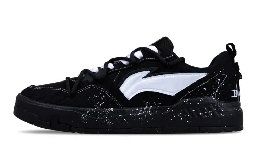 Li Ning Original Era Slip Resistant, Abrasion Resistant, Lightweight Low top Skateboard Shoes Men's Black White