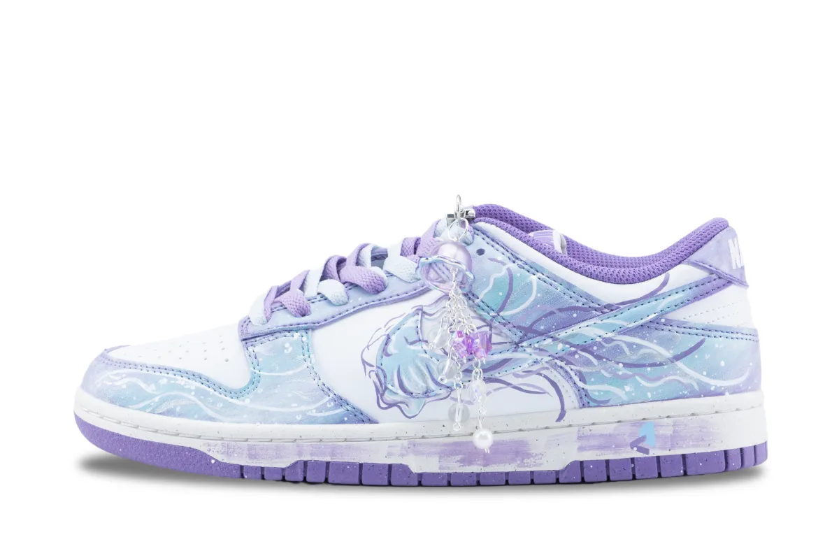 Nike Dunk Summer Night Dream Slip Resistant Abrasion Resistant Low top Skateboard Shoes Unisex White Purple