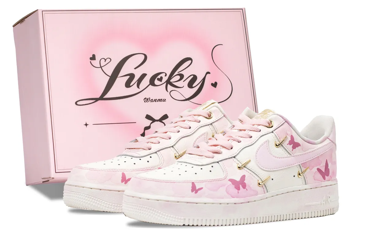 Nike Air Force 1 Zhang Sheng Dream Butterfly Abrasion Resistant Low top Skateboard Shoes Women's White Pink