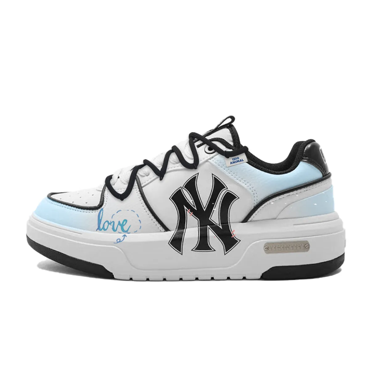 MLB Chunky Liner Pu Coverage Balance Low top Skateboard Shoes Unisex Black White Blue