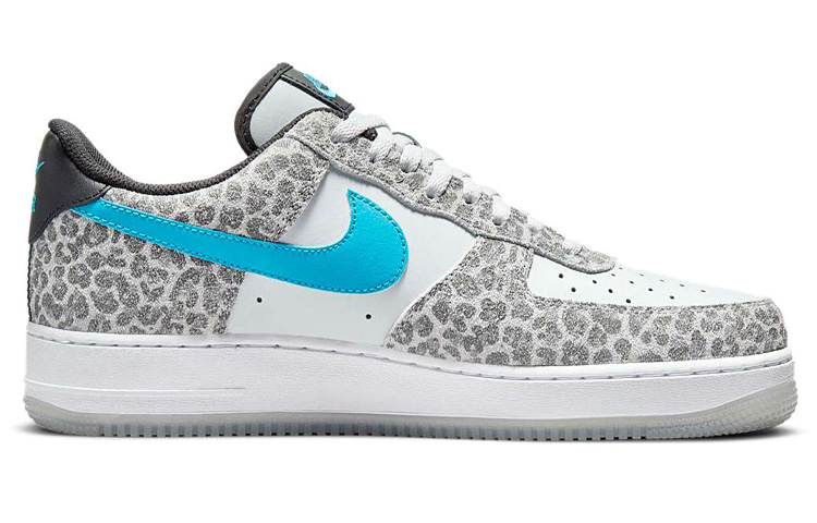Мужские кроссовки Nike Air Force 1 Leopard (бело-серо-синий) — Белый / серый / синий — фото 2