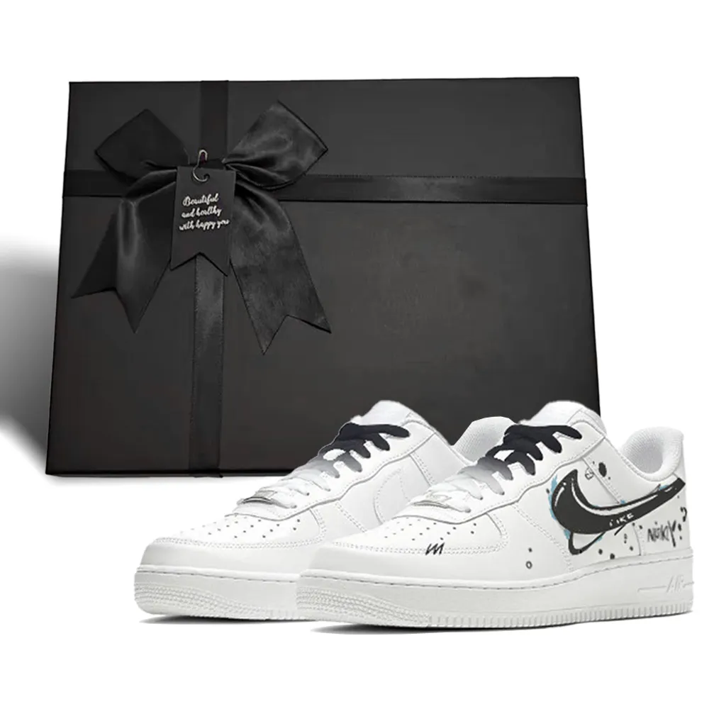 Nike Air Force 1 Abrasion Resistant Low top Skateboard Shoes Unisex Black White