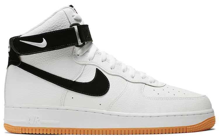 Кроссовки Nike Air Force 1 High '07 White Gum (бело-черные) — Белый / чёрный — фото 2