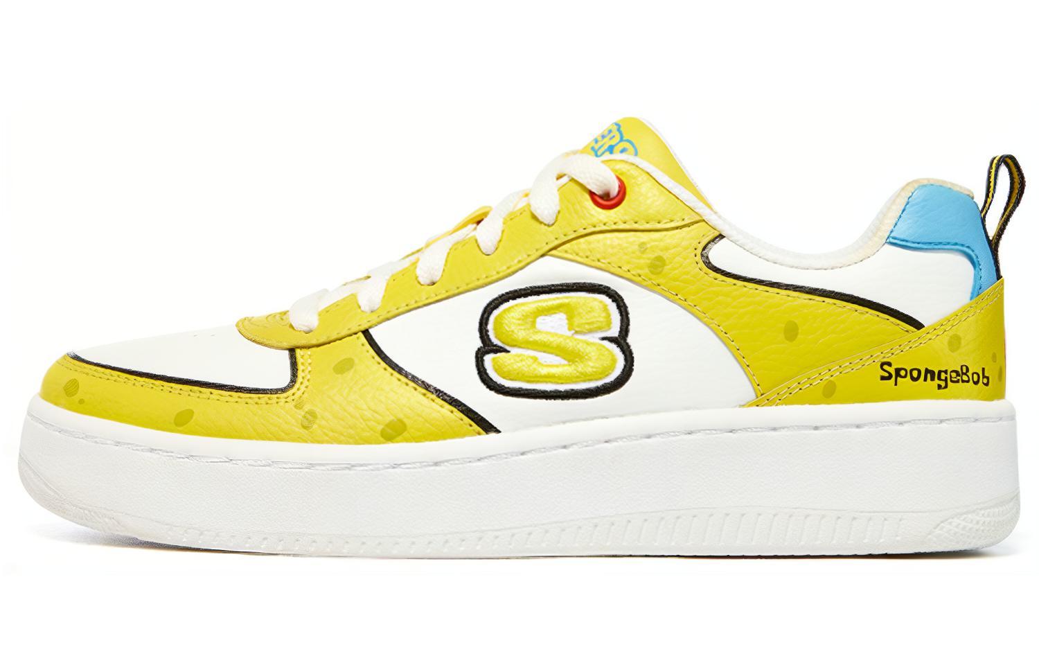 SPONGEBOB SQUAREPANTS x Skechers Sport Court 92 Low top Skateboard Shoes Women's White Yellow