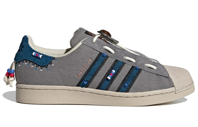 Кеды adidas Originals Superstar Laceless Street Folk (серый / синий / красный) — фото 2