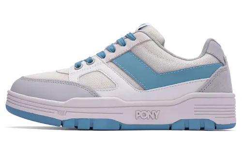 Pony REVERSE N Textile, Leather Slip Resistant Abrasion Resistant Low top Skateboard Shoes Unisex Gray Blue