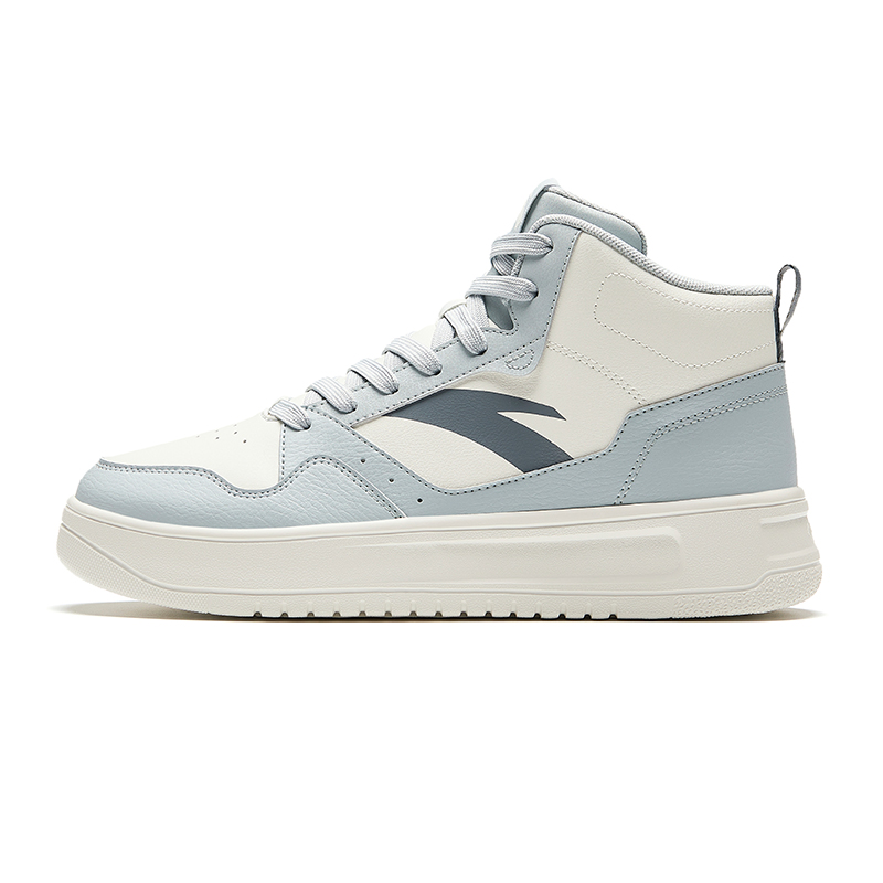 Anta Easy Synthetic Leather Comfortable Cushioning, Wear Resistant High top Skateboard Shoes Men's White Blue