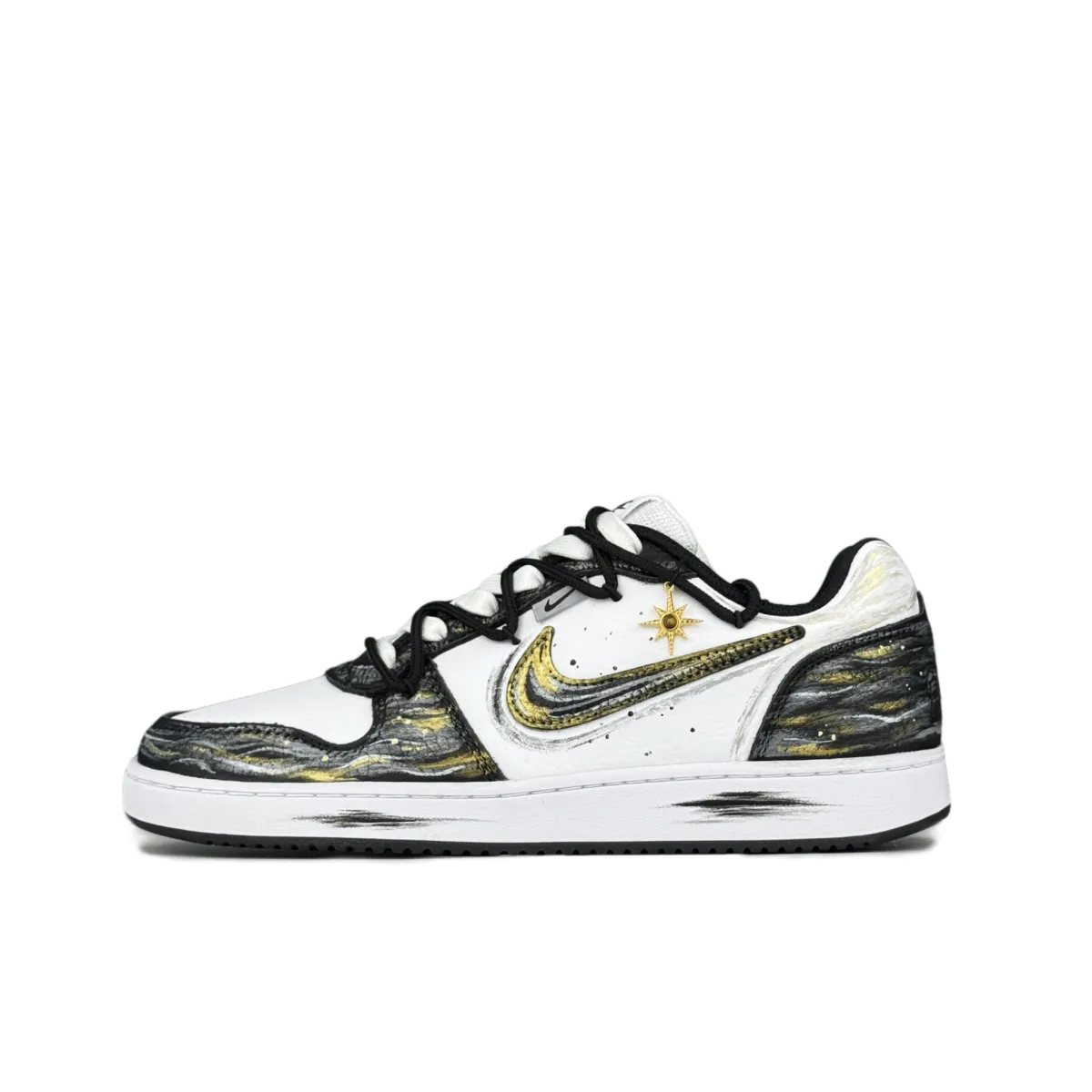Nike EBERNON Golden Years Box Abrasion Resistant Abrasion Resistant Low top Skateboard Shoes Men's Black White