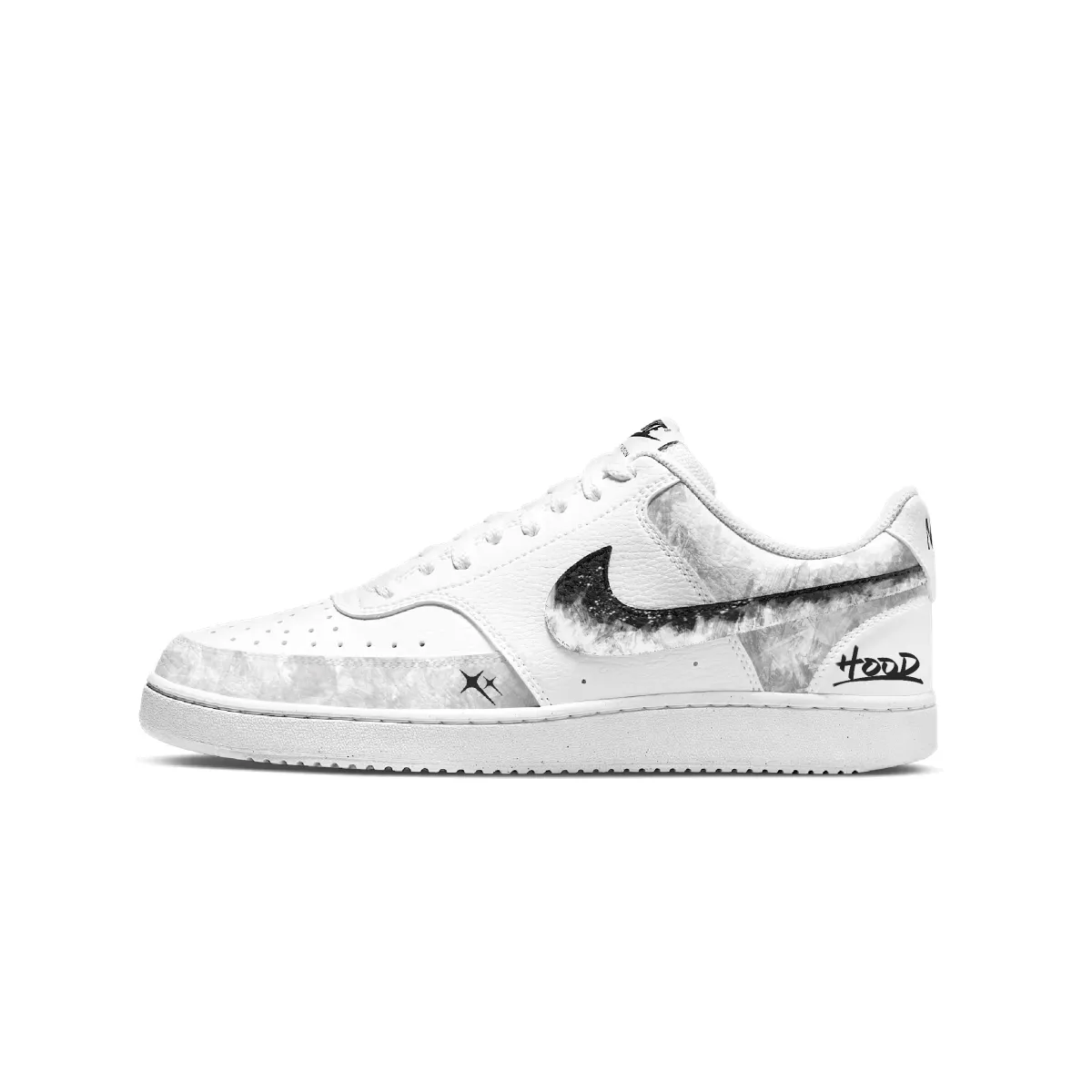 Nike Court Vision 1 Mirror Flower Aqua Moon Anti Slip Wear Resistant Low Top Skateboard Shoes Unisex Light Gray