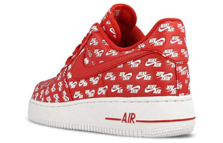 Мужские кроссовки Nike Air Force 1 All Over Logo (красные) — фото 5