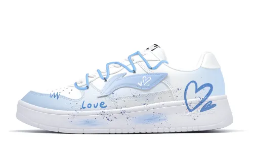 Li Ning Lightweight And Breathable Low top Skateboard Shoes Men's White Blue