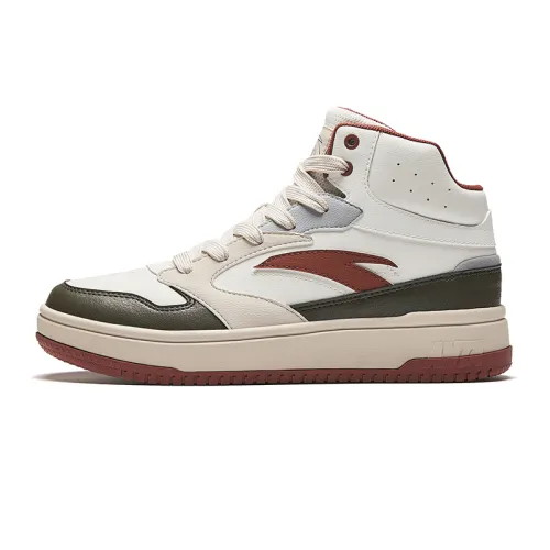 Anta Zero Sense Slip Resistant Abrasion Resistant Mid top Skateboard Shoes Men's White Black Red