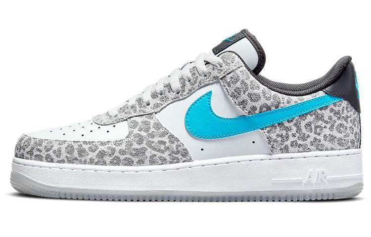 Мужские кроссовки Nike Air Force 1 Leopard (бело-серо-синий) — Белый / серый / синий — фото 1