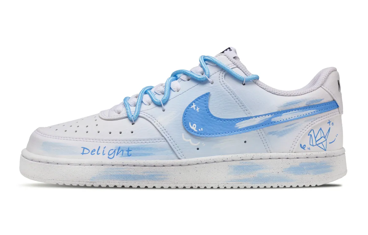 Nike Court Vision 1 Slip Resistant Balance Low top Skateboard Shoes Women's Light Blue