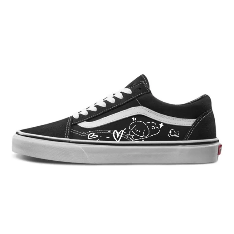 Vans Old Skool Slip Resistant Abrasion Resistant Low top Skateboard Shoes Unisex Black White