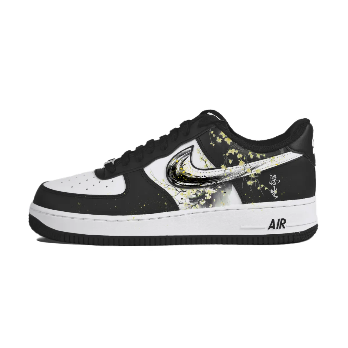 Nike Air Force 1 Coverage Abrasion Resistant Low top Skateboard Shoes Unisex Black White