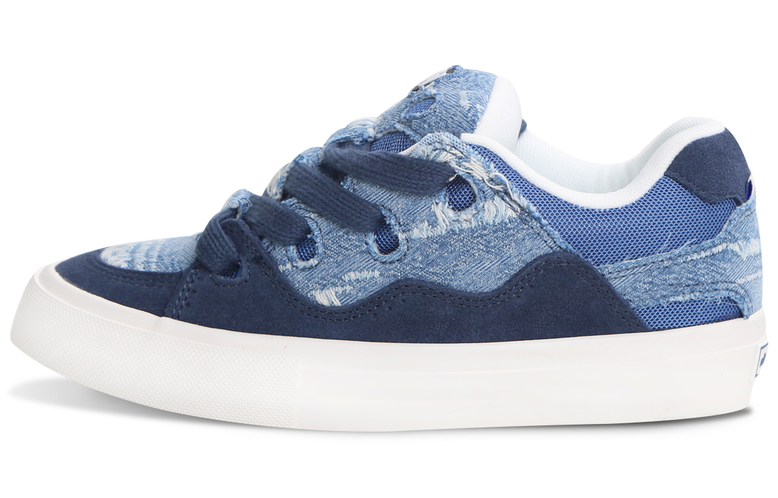 Ollieskate Suede Slip Resistant Cushioning Abrasion Resistant Low top Skateboard Shoes Unisex Denim Blue