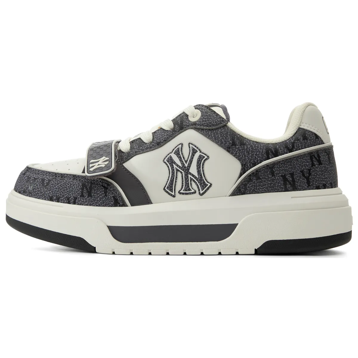 MLB New York Yankees Synthetic Leather Height Increasing Low top Skateboard Shoes Unisex Dark Heather Gray