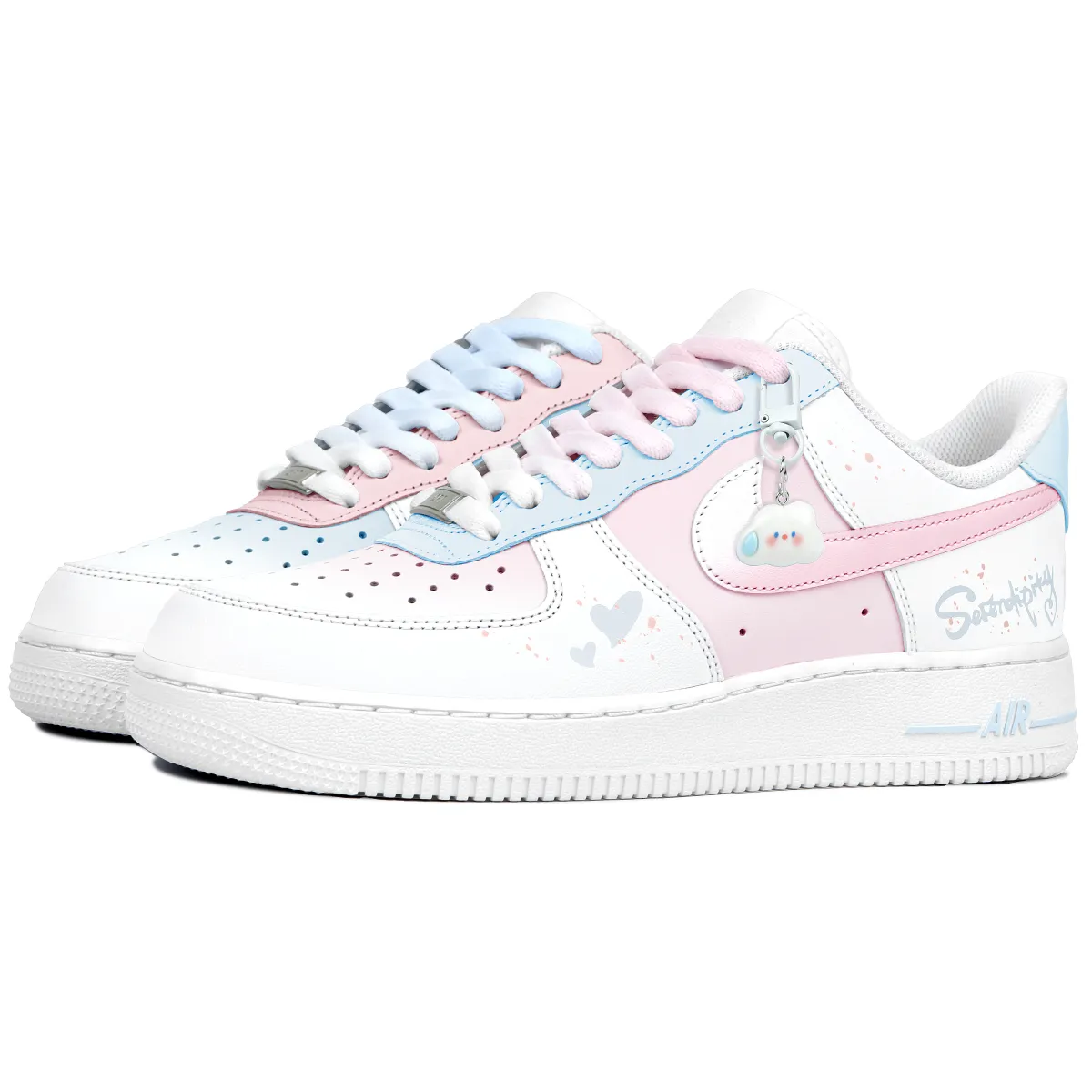 Nike Air Force 1 Abrasion Resistant Low top Skateboard Shoes Women's Haze Blue Pink