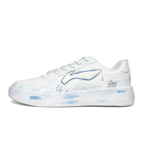 Li Ning Slip Resistant Abrasion Resistant Slip Resistant Abrasion Resistant Low top Skateboard Shoes Men's Blue White