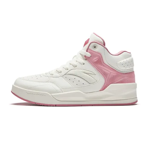 Anta Slip Resistant Abrasion Resistant High top Skateboard Shoes Women's White Pink