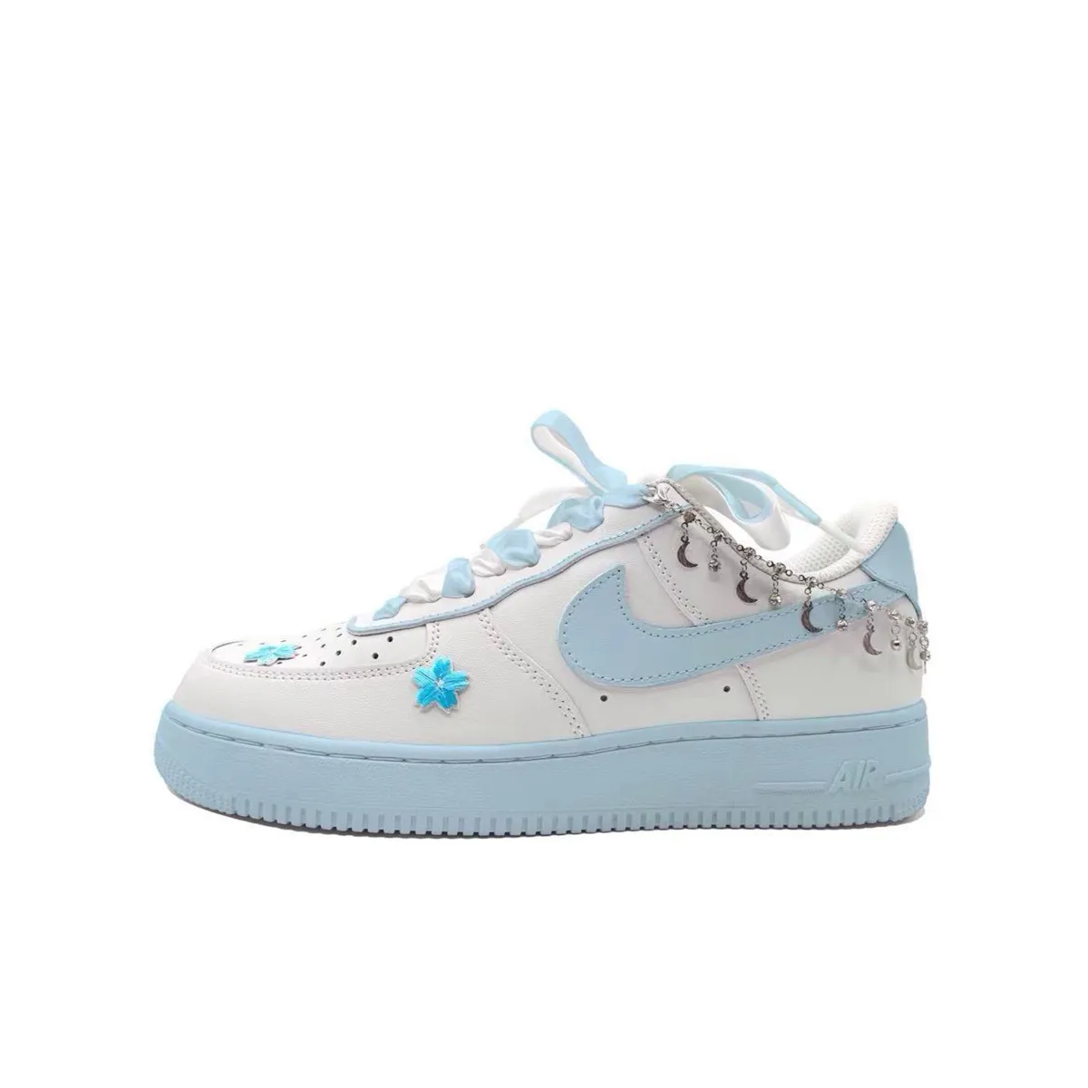 Nike Air Force 1 Slip Resistant Abrasion Resistant Low top Skateboard Shoes Unisex Sky Blue