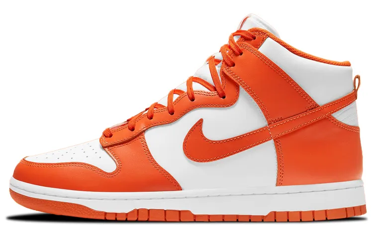 Nike Dunk Retro 'Orange Blaze' Leather High top Skateboard Shoes Men's White Orange 2021 Edition