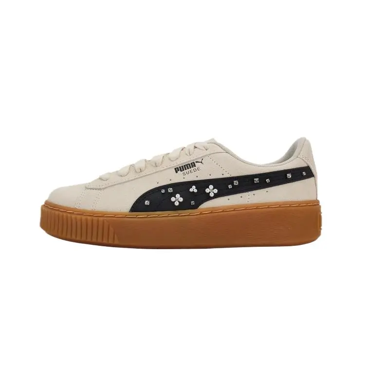 PUMA Suede Platform Low top Skateboard Shoes Women's Almond Candy