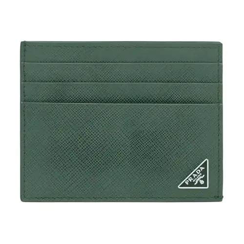 PRADA Saffiano Leather Card Holder Card Holder Men's Green