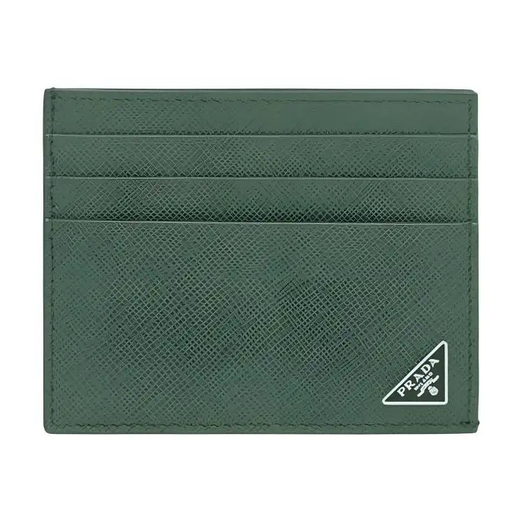 PRADA Saffiano Leather Card Holder Card Holder Men's Green