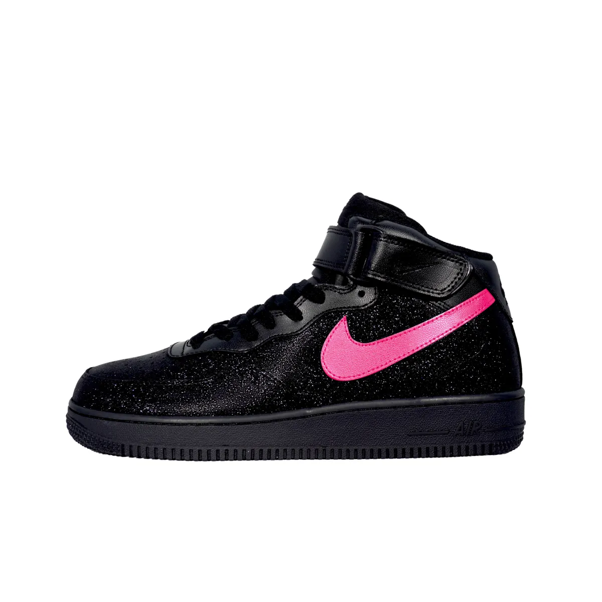 Nike Air Force 1 Breathable Height Increasing Mid top Skateboard Shoes Unisex Black Pink