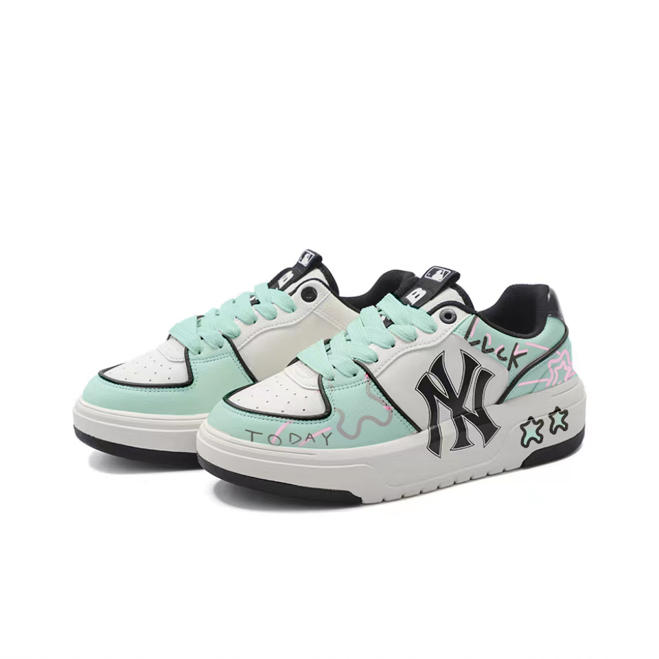 MLB Chunky Liner Pu Coverage Height Increasing Coverage Height Increasing Low top Skateboard Shoes Unisex Cyan