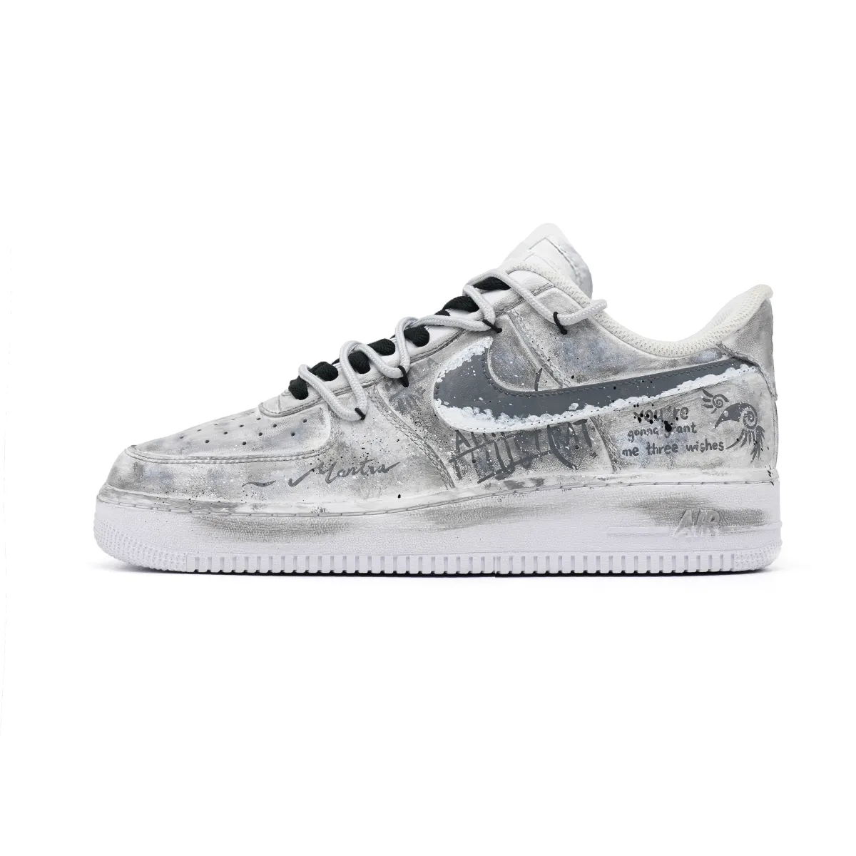 Nike Air Force 1 Slip Resistant Abrasion Resistant Low top Skateboard Shoes Unisex Gray White