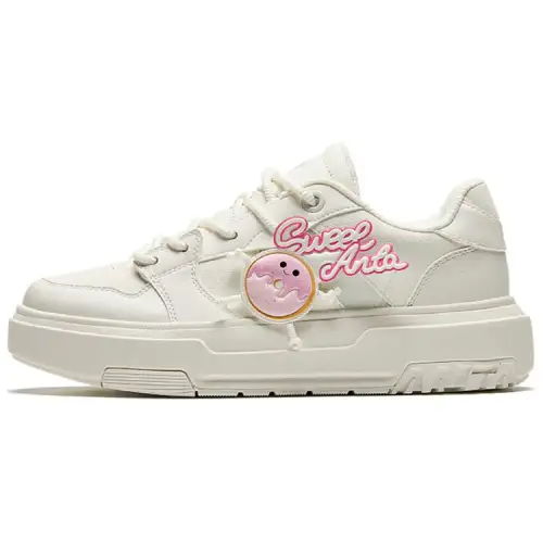 Anta Slip Resistant And Abrasion Resistant Coverage Low top Skateboard Shoes Women's White