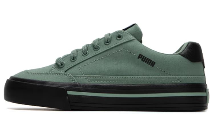 PUMA Court Classic Vulc Coverage Cushioning Abrasion Resistant Lightweight Low top Skateboard Shoes Unisex Green Black