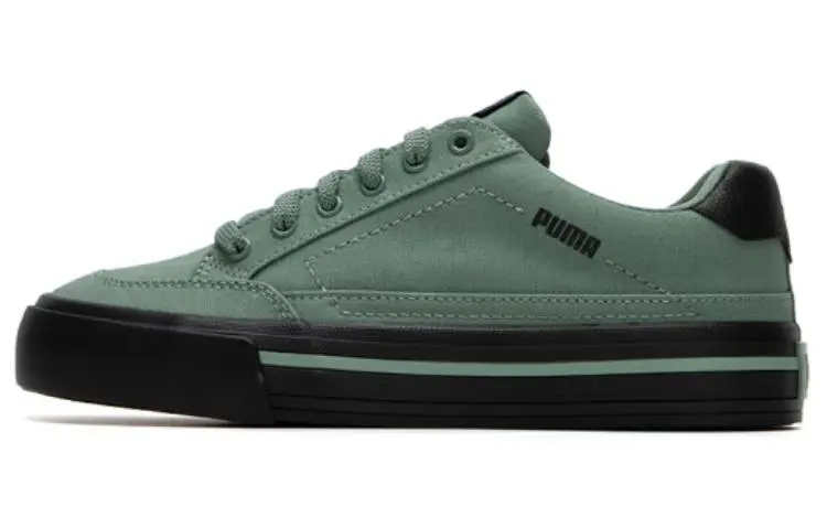 PUMA Court Classic Vulc Coverage Cushioning Abrasion Resistant Lightweight Low top Skateboard Shoes Unisex Green Black
