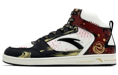 Anta Slip Resistant, Abrasion Resistant, Lightweight High top Skateboard Shoes Men's White Black Gold
