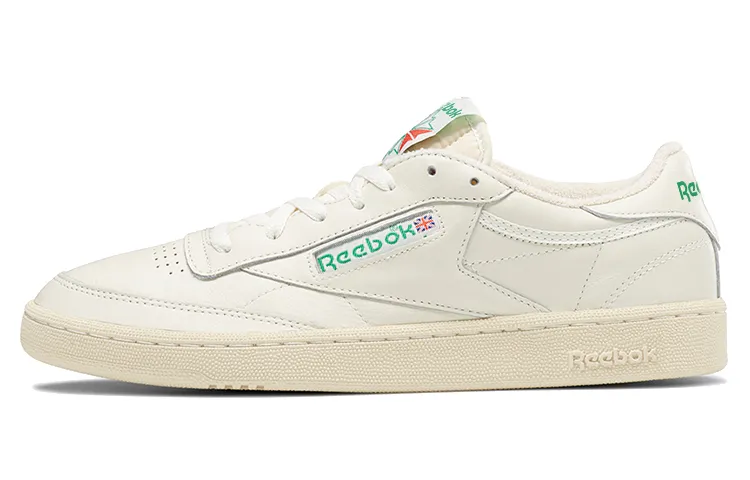 Reebok CLUB C 85 VINTAGE Cow Leather, Textile Low top Skateboard Shoes Unisex White Green