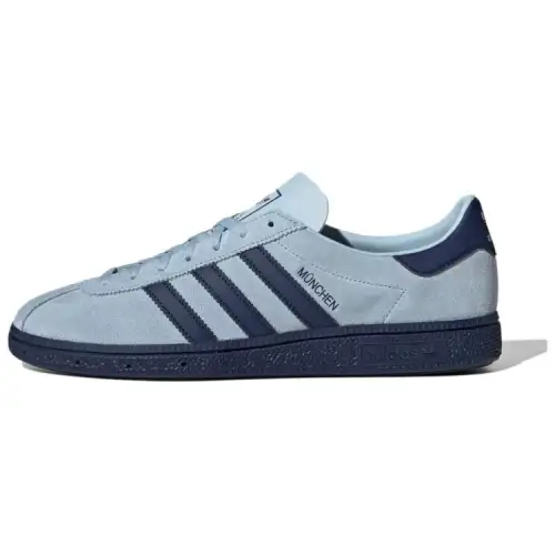 Adidas Originals München Abrasion Resistant Low top Skateboard Shoes Men's White Blue