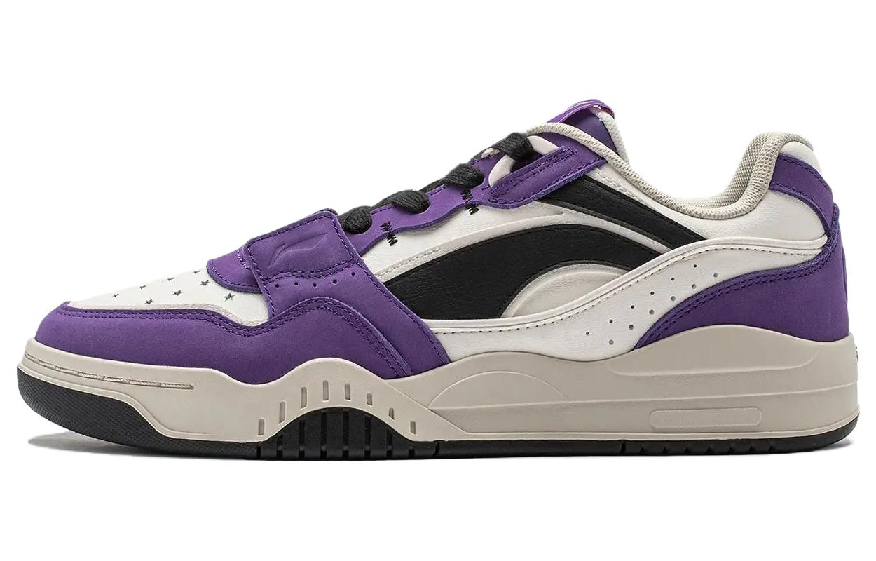 Li Ning Yuebai Cushioning Breathable Low top Skateboard Shoes Unisex White Purple