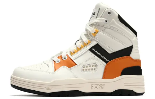 Pony M 100 Abrasion Resistant High top Skateboard Shoes Unisex White Orange