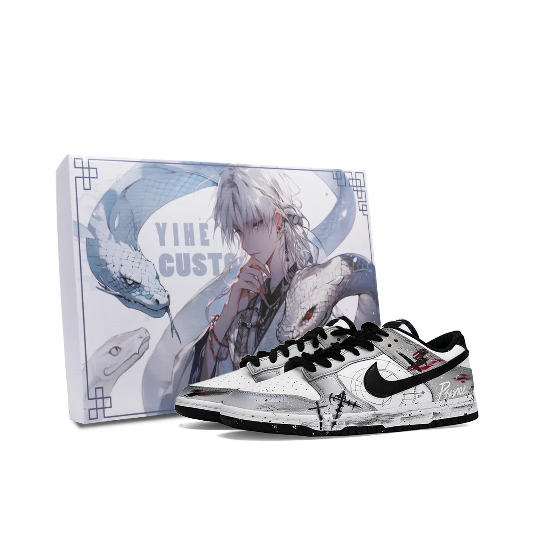 Nike Dunk Ink Dyed Cross Star Cushioning, Wear Resistant Low top Skateboard Shoes Unisex Gray Black White