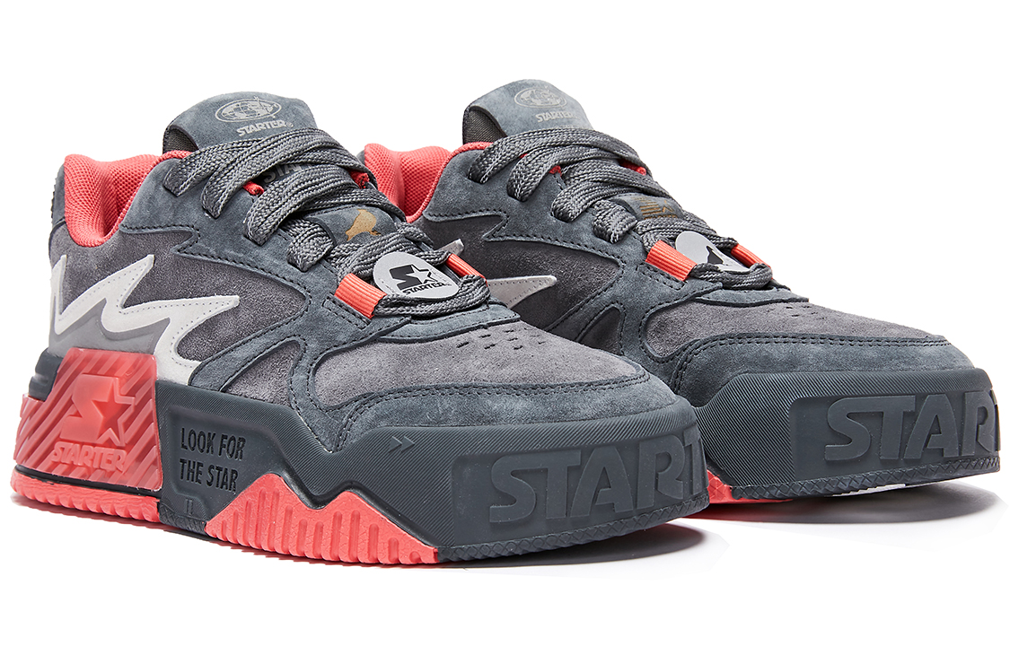 STARTER x Staple VOL Sound Wave 1 Textile, Synthetic Leather, Leather Low top Skateboard Shoes Women's Black Gray Pink