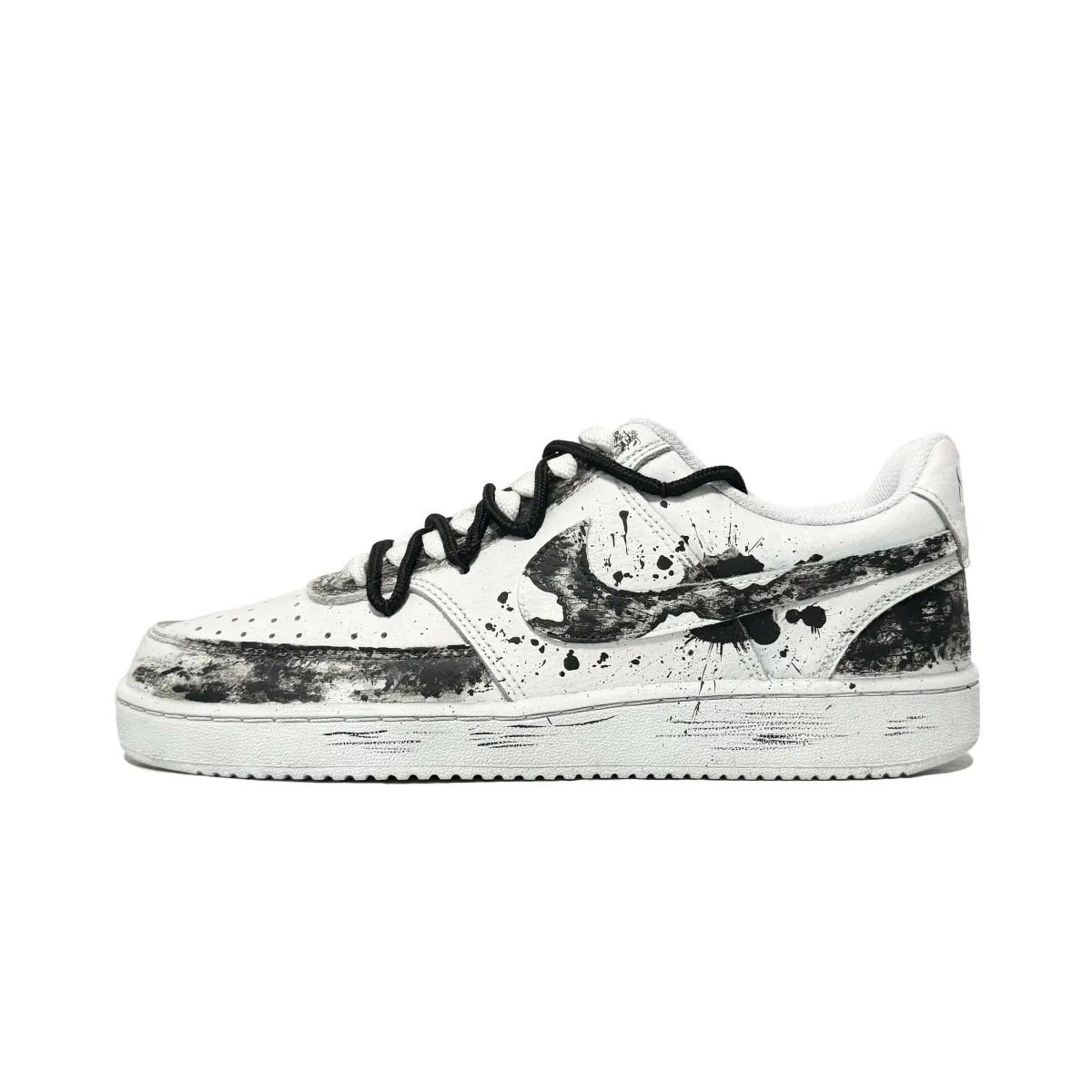 Nike Court Vision 1 Slip Resistant Cushioning Slip Resistant Cushioning Low top Skateboard Shoes Unisex Black White