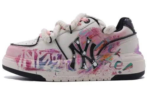 MLB Chunky Liner Abrasion Resistant Height Increasing Low top Skateboard Shoes Unisex Pink White