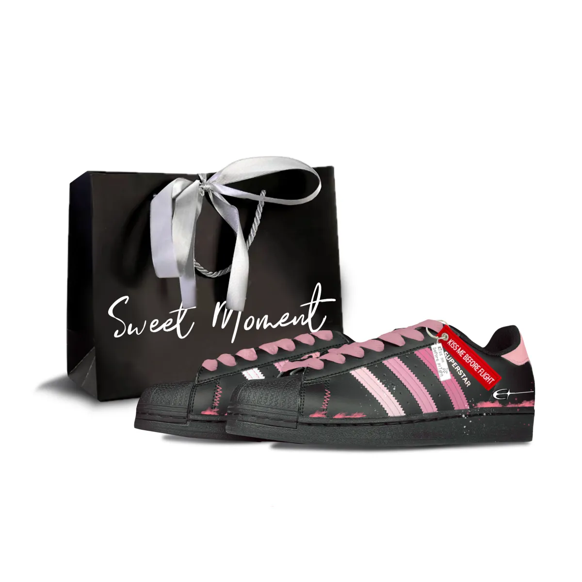 Adidas Originals SUPERSTAR Skateboard Shoes Unisex Low Top Black Pink