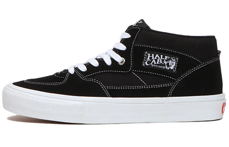 Vans Half Cab Pro Skate Canvas Abrasion Resistant Lightweight Mid top Skateboard Shoes Unisex Black White